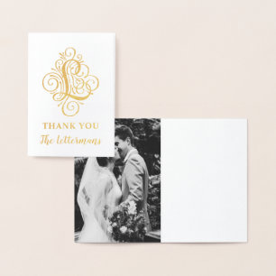 Letter L Initial Elegant Blühe Monogrammname Folienkarte