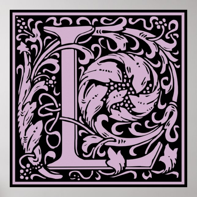 Letter L Medieval Monogram Vintag Initial Poster (Vorne)