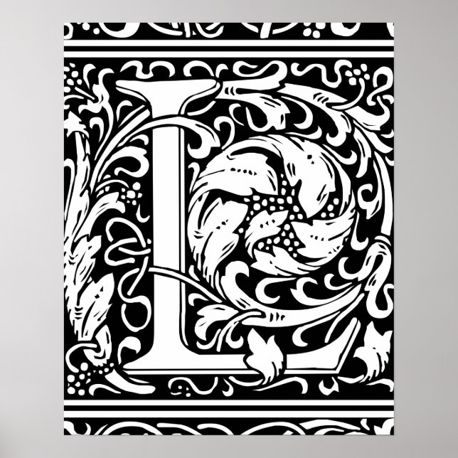 Letter L Medieval Monogram Vintag Initial Poster (Vorne)