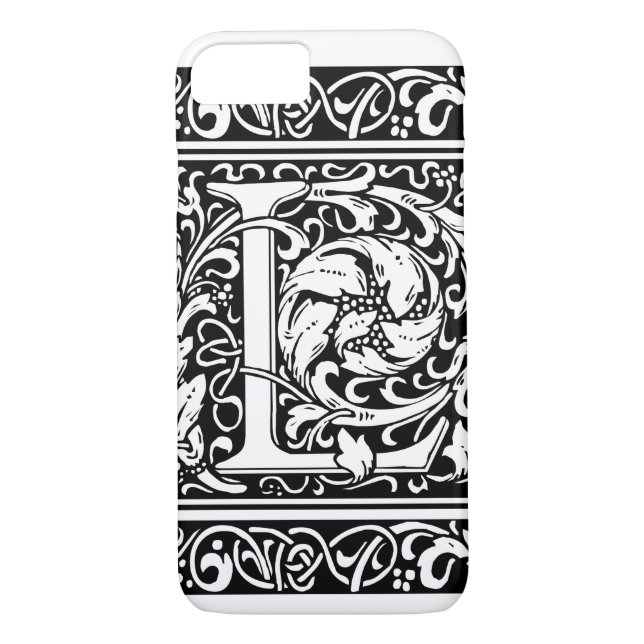 Letter L mittelalterliche Monogram Art Nouveau Case-Mate iPhone Hülle (Rückseite)