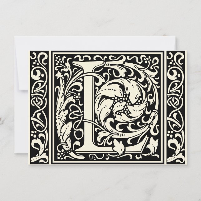 Letter L mittelalterliche Monogram Art Nouveau Einladung (Vorderseite)