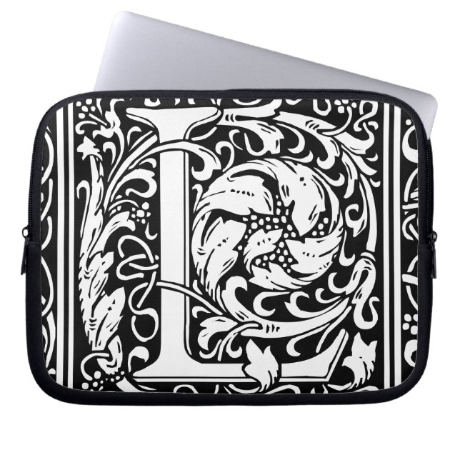 Letter L mittelalterliche Monogram Art Nouveau Laptopschutzhülle (Vorderseite)