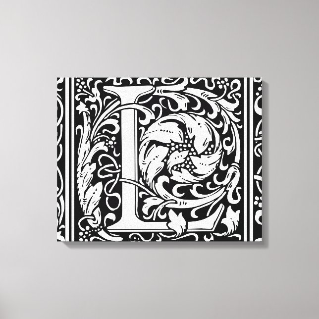 Letter L mittelalterliche Monogram Art Nouveau Leinwanddruck (Vorderseite)