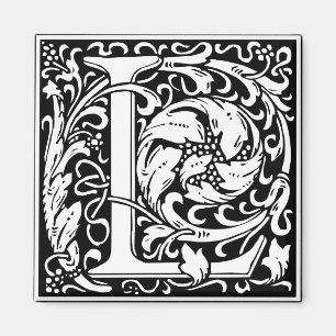 Letter L mittelalterliche Monogram Art Nouveau Magnet