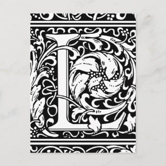 Letter L mittelalterliche Monogram Art Nouveau Postkarte