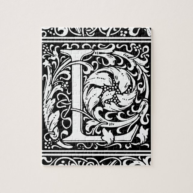 Letter L mittelalterliche Monogram Art Nouveau Puzzle (Vertikal)