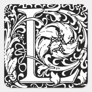 Letter L mittelalterliche Monogram Art Nouveau Quadratischer Aufkleber
