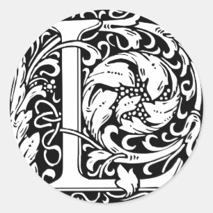 Letter L mittelalterliche Monogram Art Nouveau Runder Aufkleber