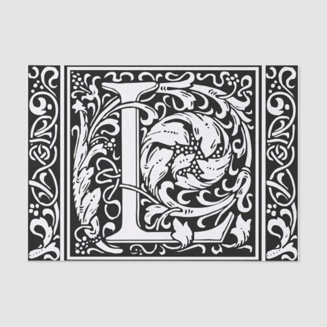 Letter L mittelalterliche Monogram Art Nouveau Seidenpapier (Vorderseite)