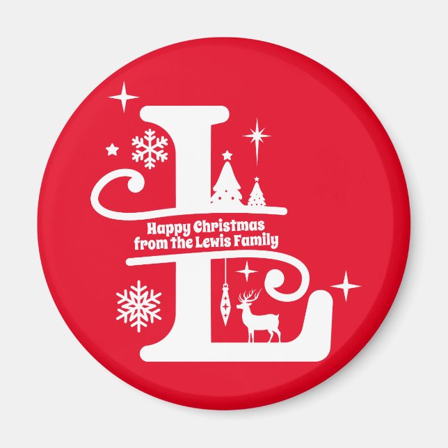 Letter L Monogram Anfangsname Familienname Gruß Magnet (Vorne)