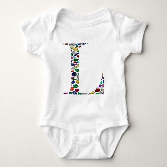 Letter L Monogram Baby Strampler (Vorderseite)