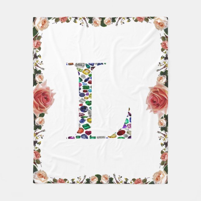 Letter L Monogram Fleecedecke (Vorderseite)