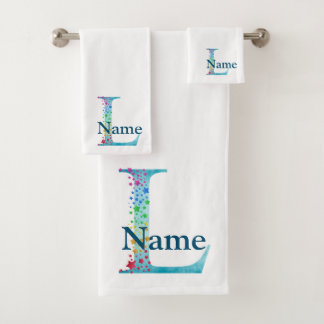 Letter L Monogram Initial Bath Gift Set