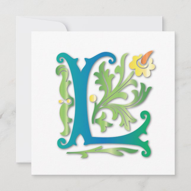 Letter L Monogram-Lilie Einladung (Vorderseite)