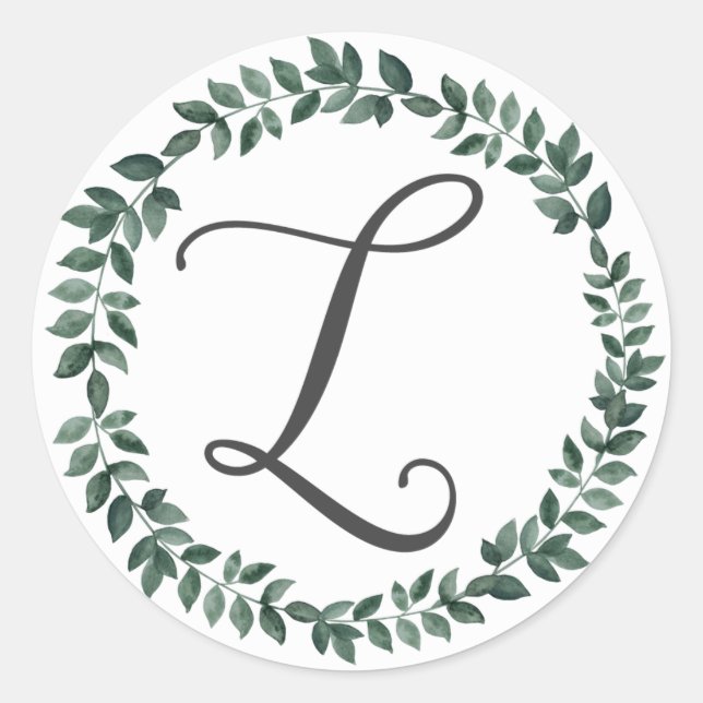 Letter L Monogram Minimalistischer botanischer Lea Runder Aufkleber (Vorderseite)