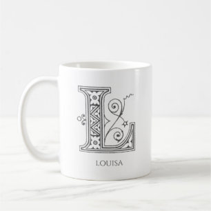 Letter L Monogram Modern Name Coffee Tasse