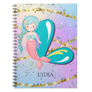 Letter L Monogram Watercolor Niedlich Mermaid Kind Notizblock