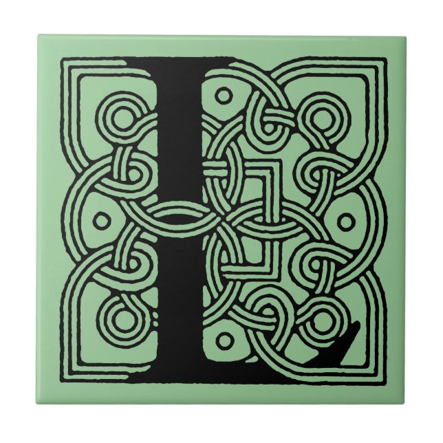 Letter L Vintag Celtic Knot Monogram Fliese (Vorderseite)