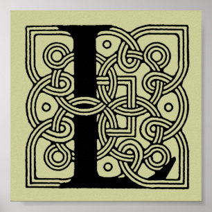 Letter L Vintag Celtic Knot Monogram Poster