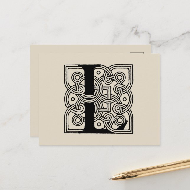 Letter L Vintag Celtic Knot Monogram Postkarte (Vorderseite/Rückseite Beispiel)