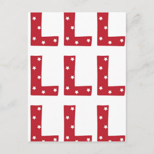 Letter L - White Stars on Dark Red Postkarte