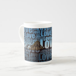 Letter Liebe Typografy Seascape Beach Bone China Prozellantasse