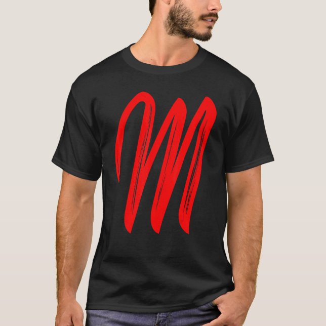 Letter M Alphabet Large Red Graphal Initial T-Shirt (Vorderseite)