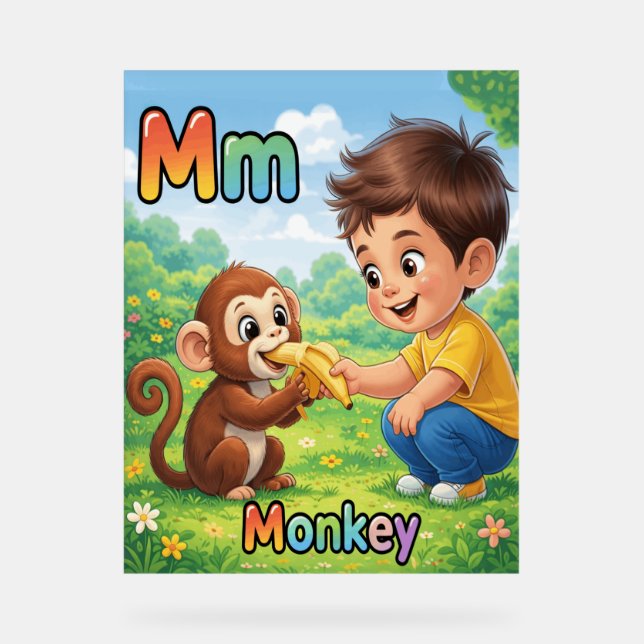 Letter M Alphabet Poster – M is for Monkey (Vorderseite)