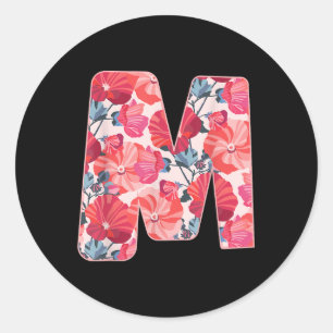 Letter M Alphabet Vorname Consonant Blume Gard Runder Aufkleber
