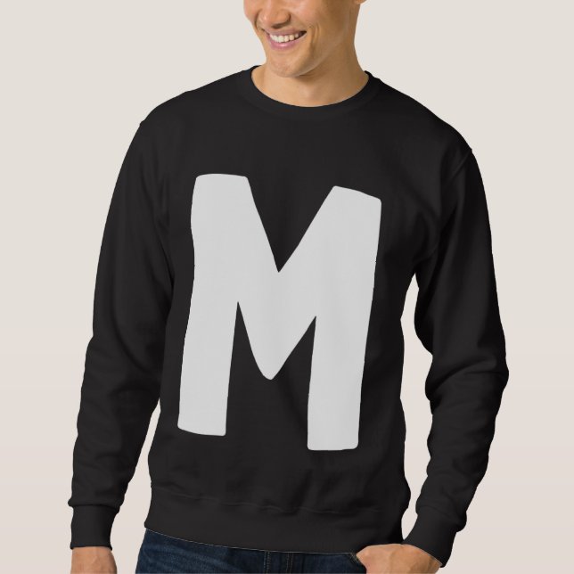 Letter M big and bold white Sweatshirt (Vorderseite)