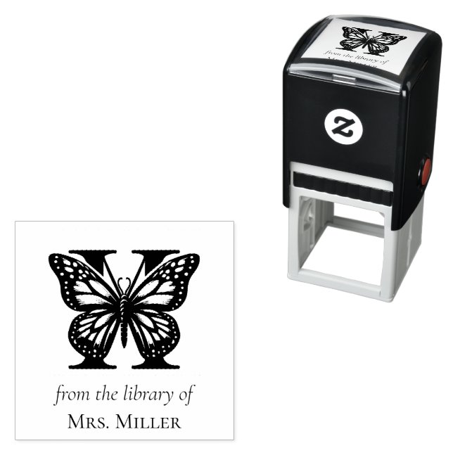 Letter M Butterfly Monogramm aus der Bibliothek Permastempel (Beispiel)