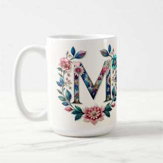 Letter M Coffee Tasse - Blumendesign für Geschenke