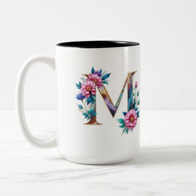 Letter M Coffee Tasse - Blumendesign für Geschenke (Links)