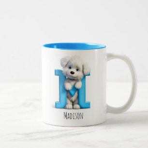 Letter M Dog Alphabet Monogram Coffee Tasse