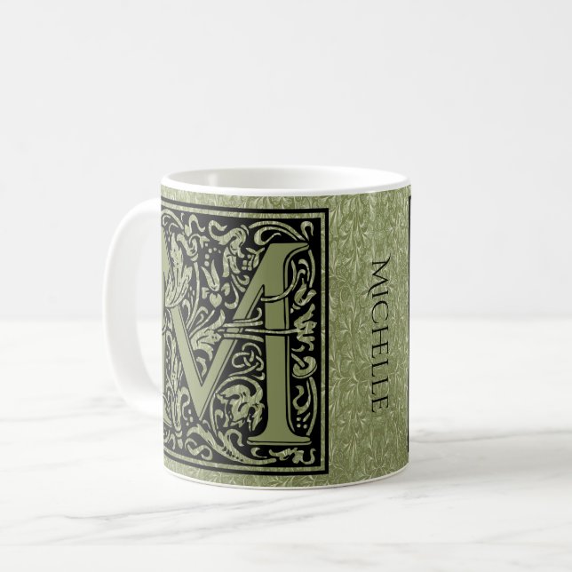 Letter M First Letter Monogram Personalisiert Tasse (Vorderseite Links)