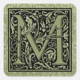 Letter M First Letter Monogram Quadratischer Aufkleber