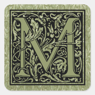 Letter M First Letter Monogram Quadratischer Aufkleber