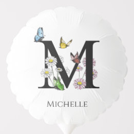Letter M Floral Butterfly Monogramm Ballon