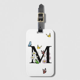 Letter M Floral Butterfly Monogramm Gepäckanhänger