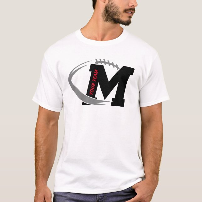 Letter M Football Logo Custom Football Team Design T-Shirt (Vorderseite)