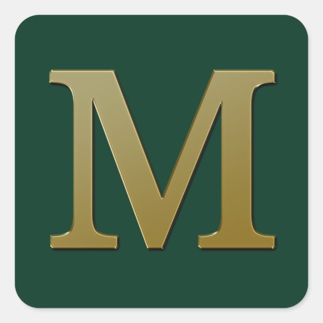 Letter M Gold Square Sticker (Vorderseite)