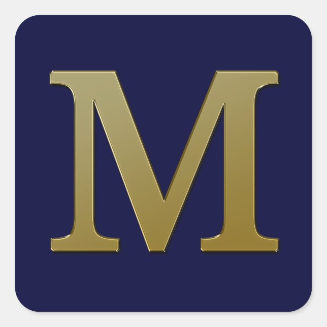 Letter M Gold Square Sticker (Vorderseite)