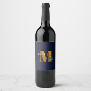 Letter M Golden Monogramm Weinetikett