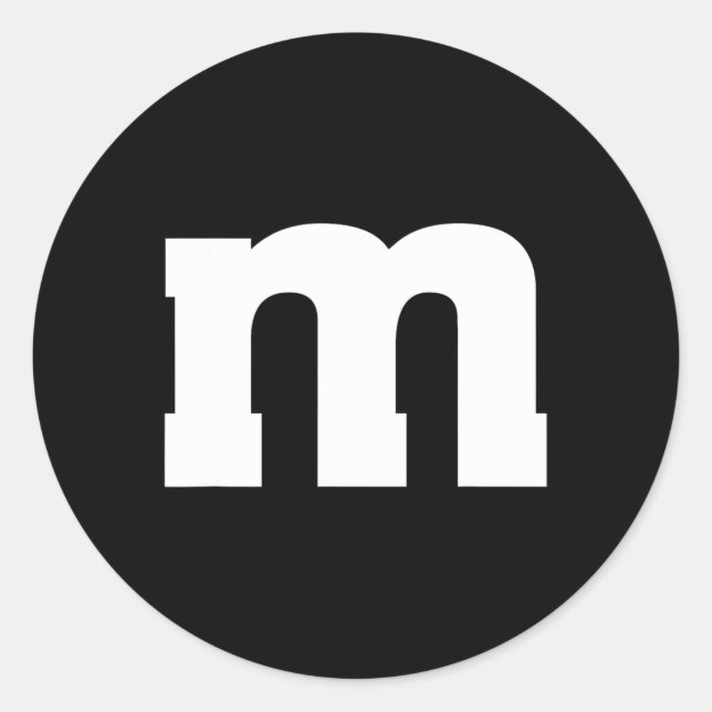 Letter M Hauptstadt Alphabet Runder Aufkleber (Vorderseite)