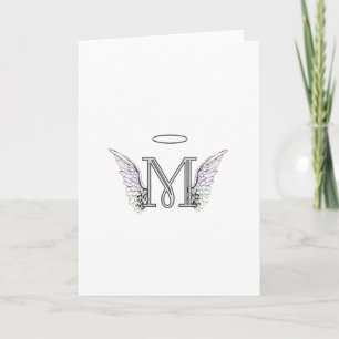 Letter M Initial Monogram mit Angel Wings & Halo