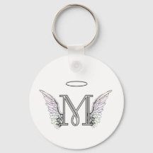 Letter M Initial Monogram mit Angel Wings & Halo