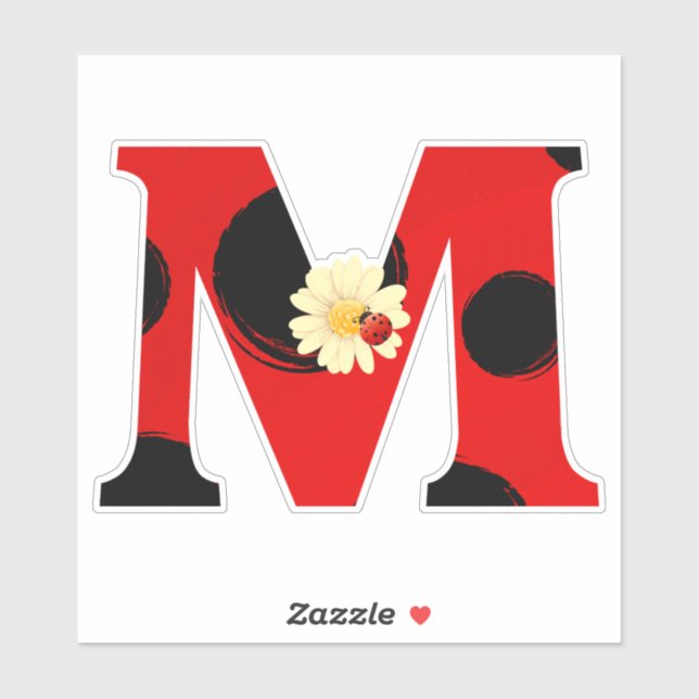 Letter M Ladybug Print with Ladybug and Blume Aufkleber (Blatt)