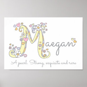 Letter M Maegan Initial Doodle Art Name bedeutet Poster
