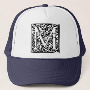 Letter M Medieval Monogram Vintag Initial Truckerkappe