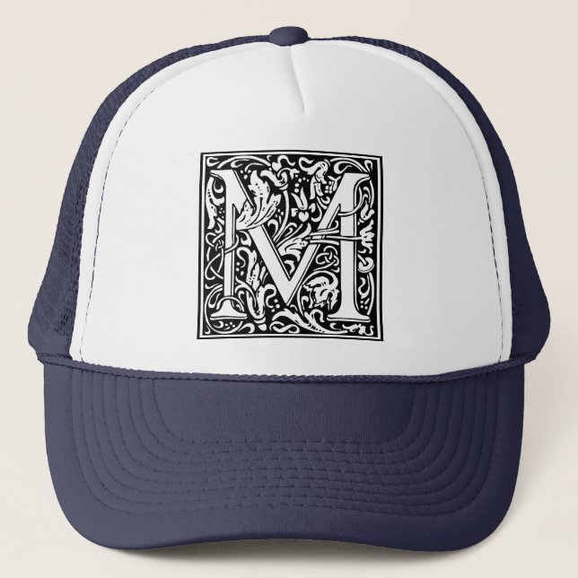 Letter M Medieval Monogram Vintag Initial Truckerkappe (Vorderseite)